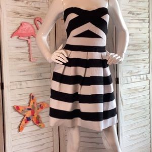 Express Strapless Striped Mini Dress